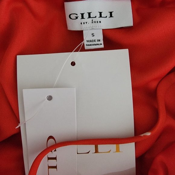 Gilli Red Beige Spaghetti Adjustable Strappy Scoop Loose Neckline Relaxed Top S - Picture 8 of 8